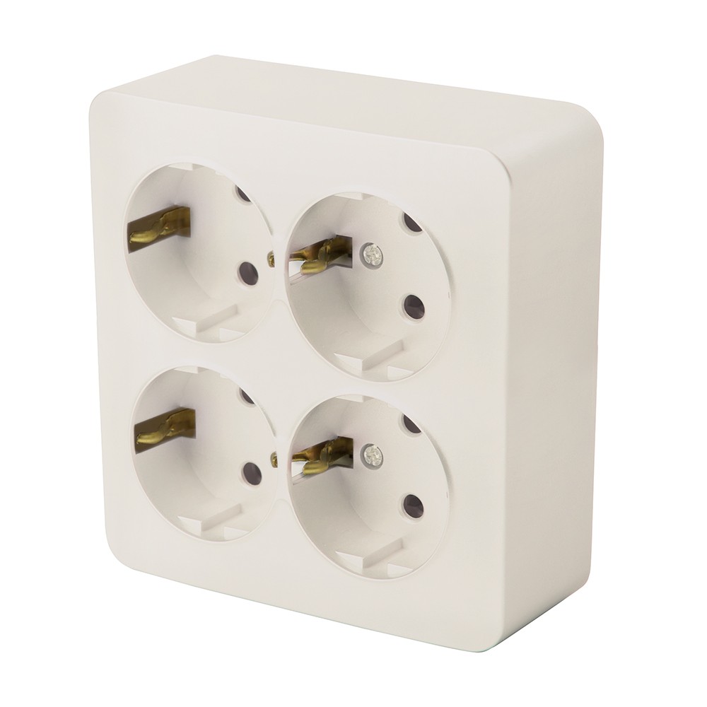 Накладные розетки и выключатели Stekker Розетка 4-местная STEKKER MST16-14S-04 с/з открытой установки квадрат София слоновая кость 49509