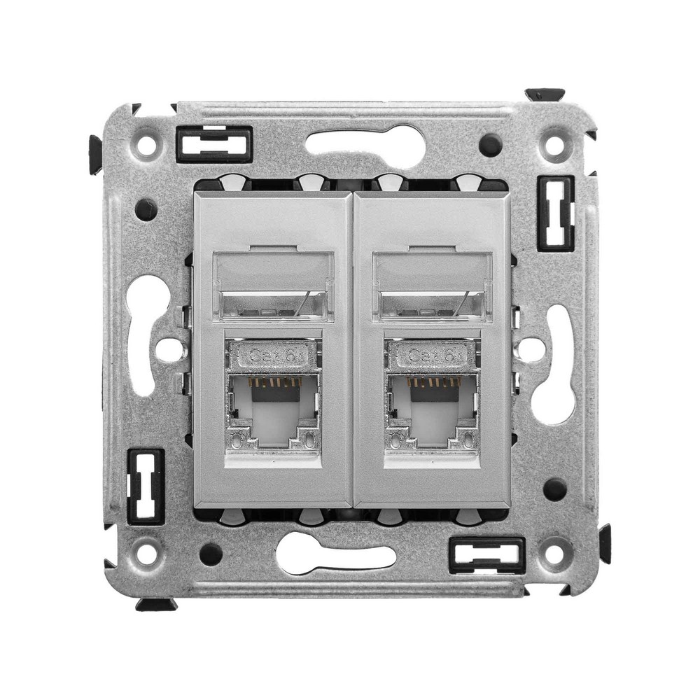 DKC Avanti механизмы Закаленная сталь Компьютерная розетка DKC Avanti RJ-45 в стену кат.6 двойная экранированная "Закаленная сталь" 4404394