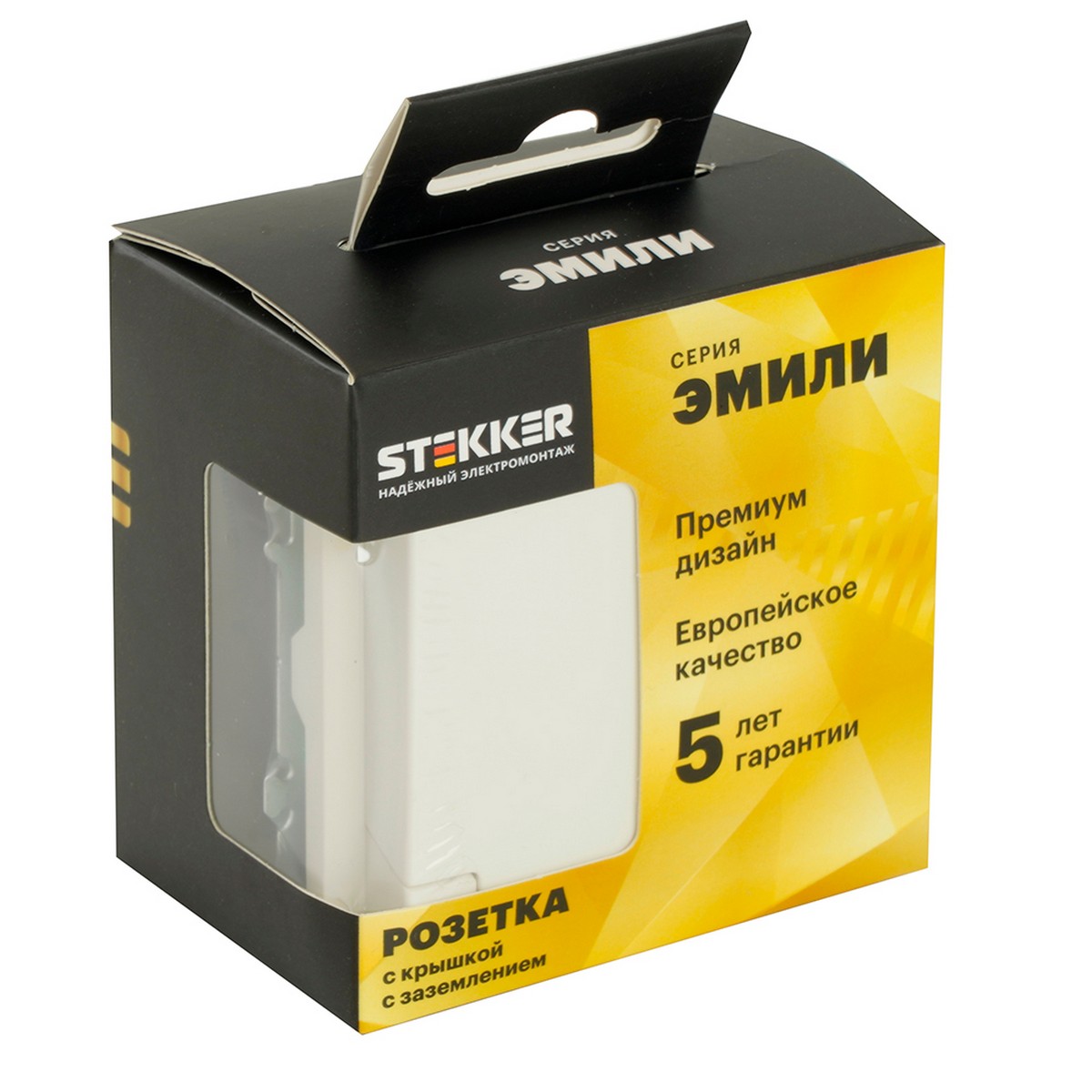 Эмили - Розетки и выключатели Stekker Розетка 1-ая с крышкой с защ. штор с/з STEKKER Эмили RST16-5112-01 белый фарфор soft touch 49881