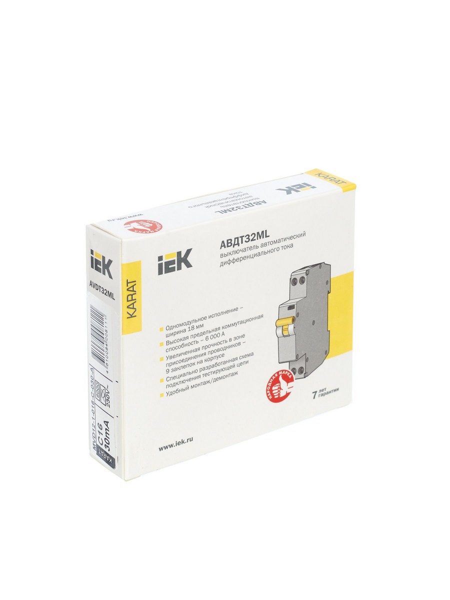 IEK Дифференциальный автоматический выключатель IEK KARAT АВДТ32ML тип A С16 30мА MVD12-1-016-C-030-A 