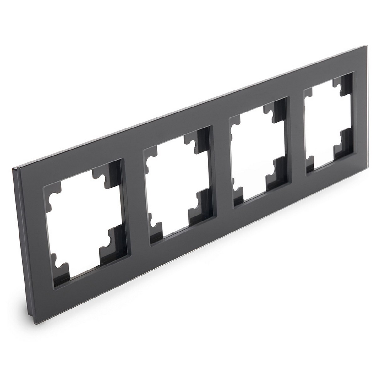 Катрин - Розетки и выключатели Stekker Рамка 4-местная стекло STEKKER GFR00-7004-05 серия Катрин черный 39521