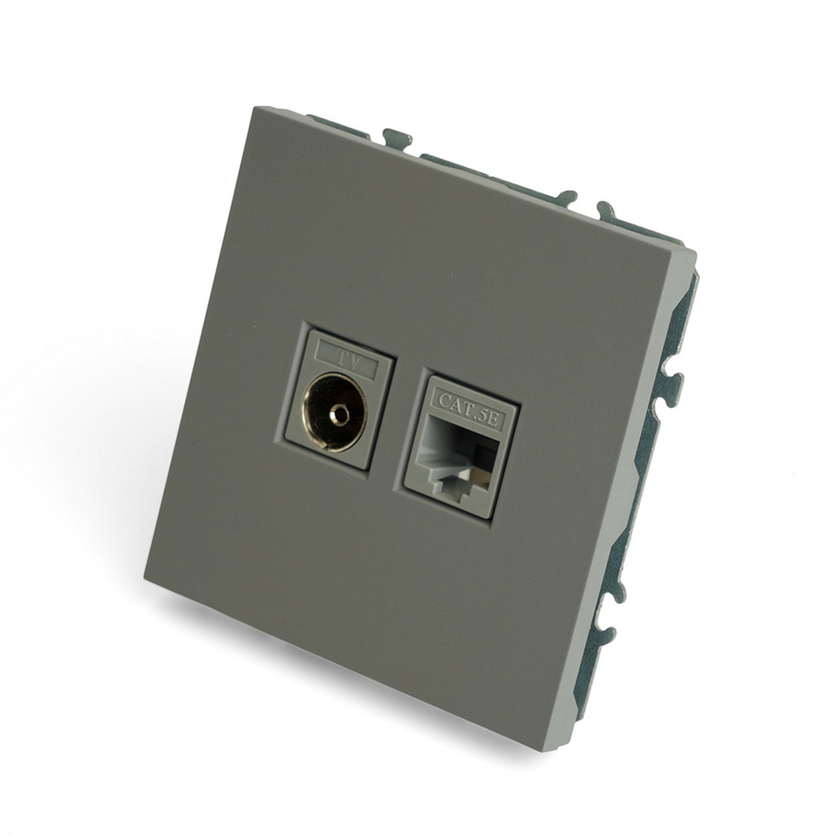 Эмили - Розетки и выключатели Stekker Розетка TV + компьютерная RJ-45 STEKKER Эмили RST00-5106-10 платиново-серый soft touch 49950