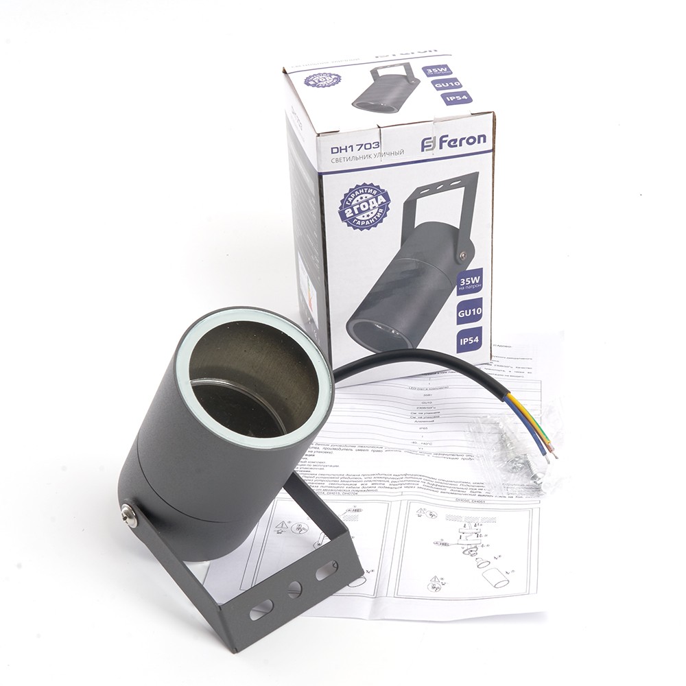 Уличные настенные светильники Светильник садово-парковый Feron DH1703 на стену GU10 230V серый 48320 