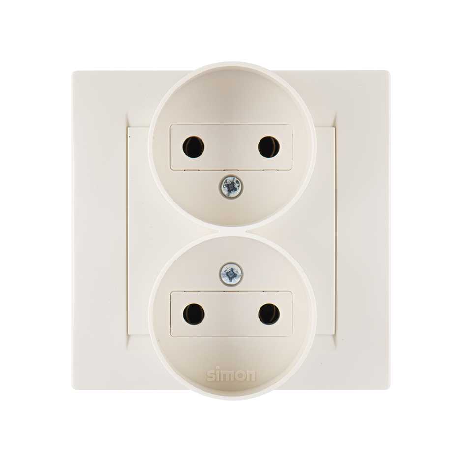 Розетки и выключатели Simon 15 Бежевый Розетка б/з Simon 15 Бежевая 2-ая литая (в сборе с рамкой) 1590457-031
