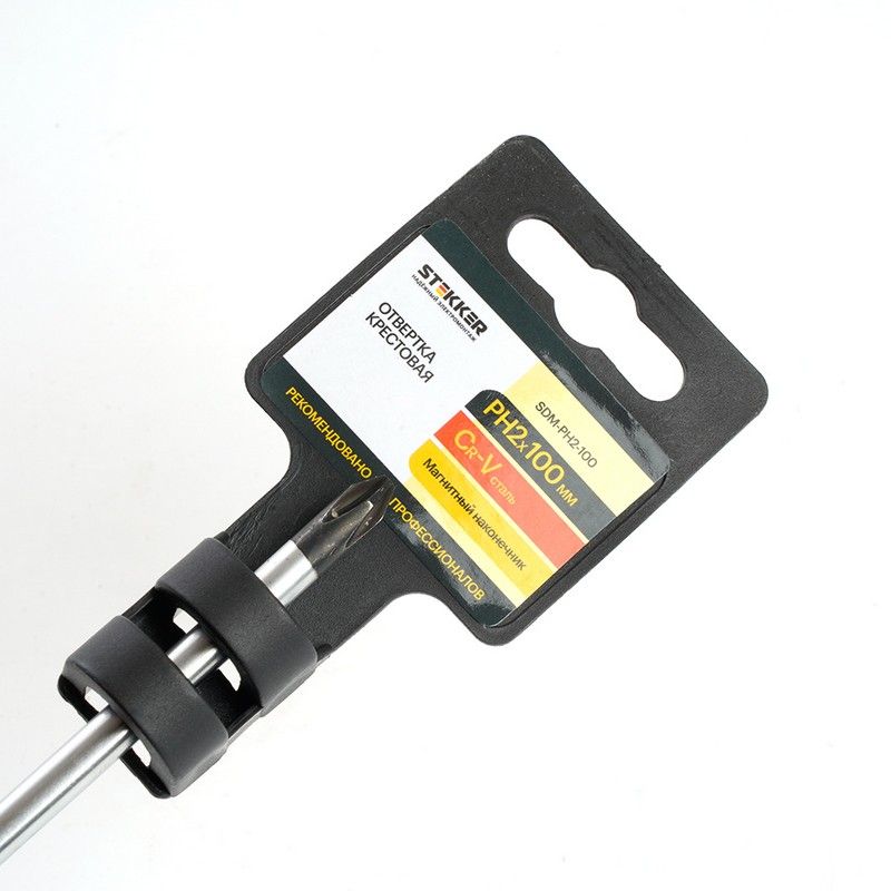 Отвертка крестовая STEKKER Ph 2 х 100 мм Cr-V двухкомпонентная рукоятка SDM-PH2-100 39770 фото