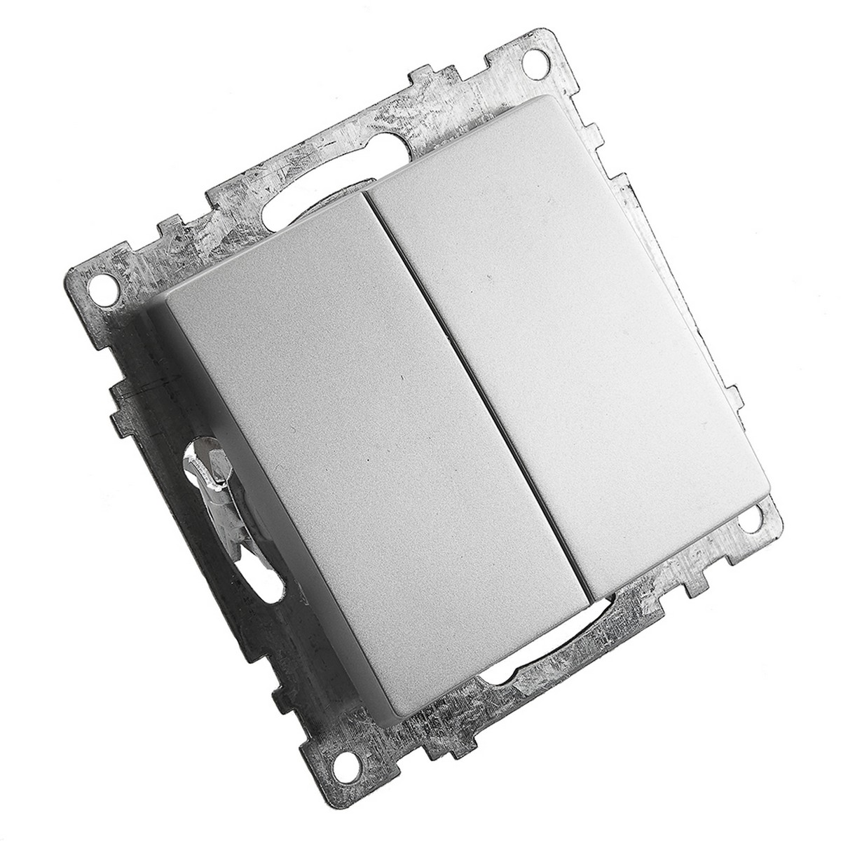 Катрин - Розетки и выключатели Stekker Выключатель 2-клавишный STEKKER GLS10-7104-03 250V 10А Катрин серебро 39578