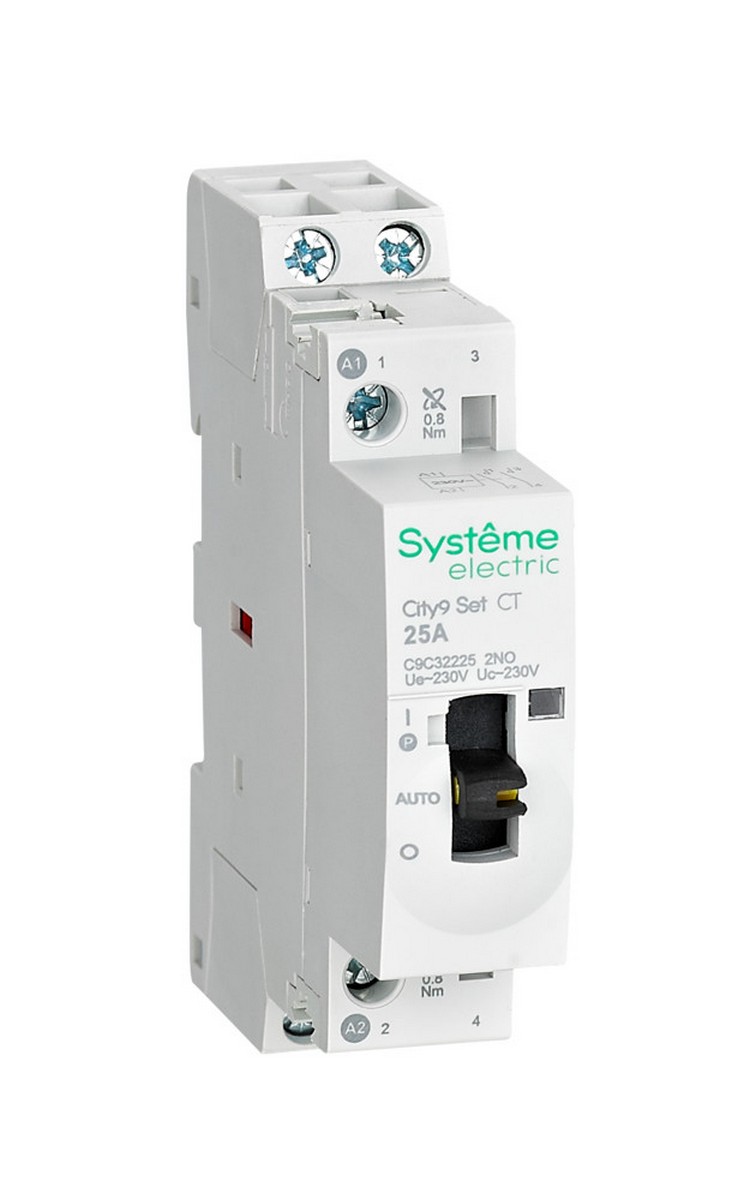 Контакторы Модульный контактор Systeme Electric City9 SET 2P 2НО 25A Ручное управление AC C9C32225 