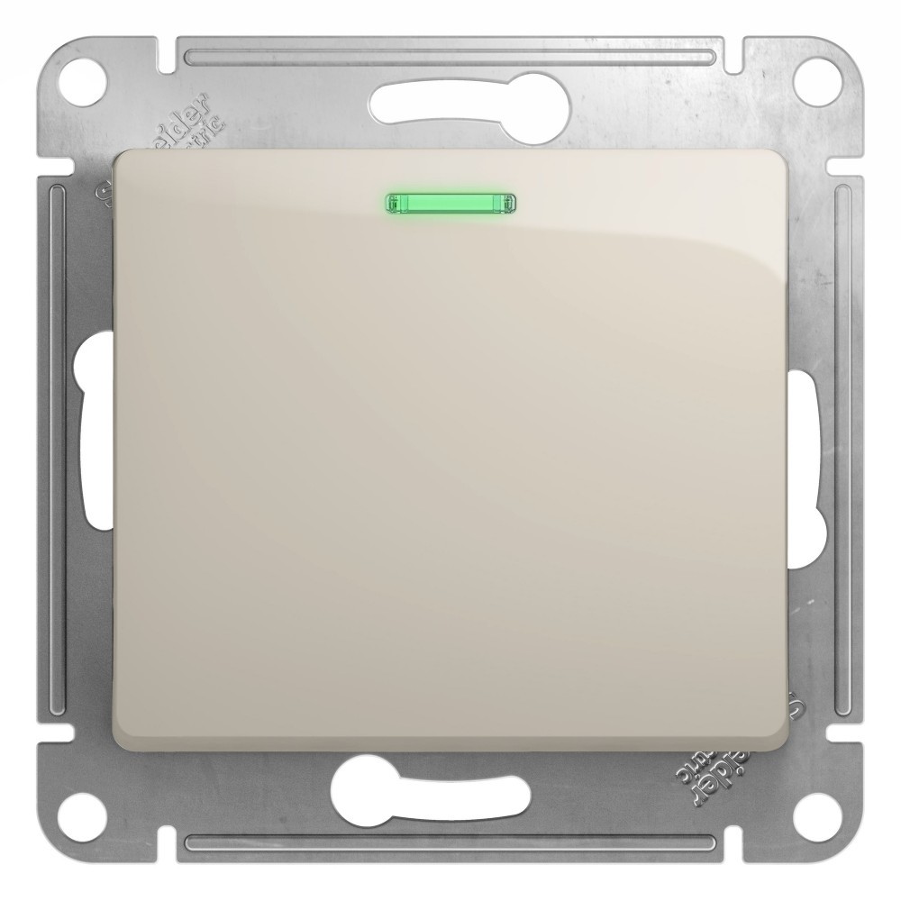 Glossa Молочный Переключатель 1-клавишный Systeme Electric Glossa Молочный с подсветкой GSL000963