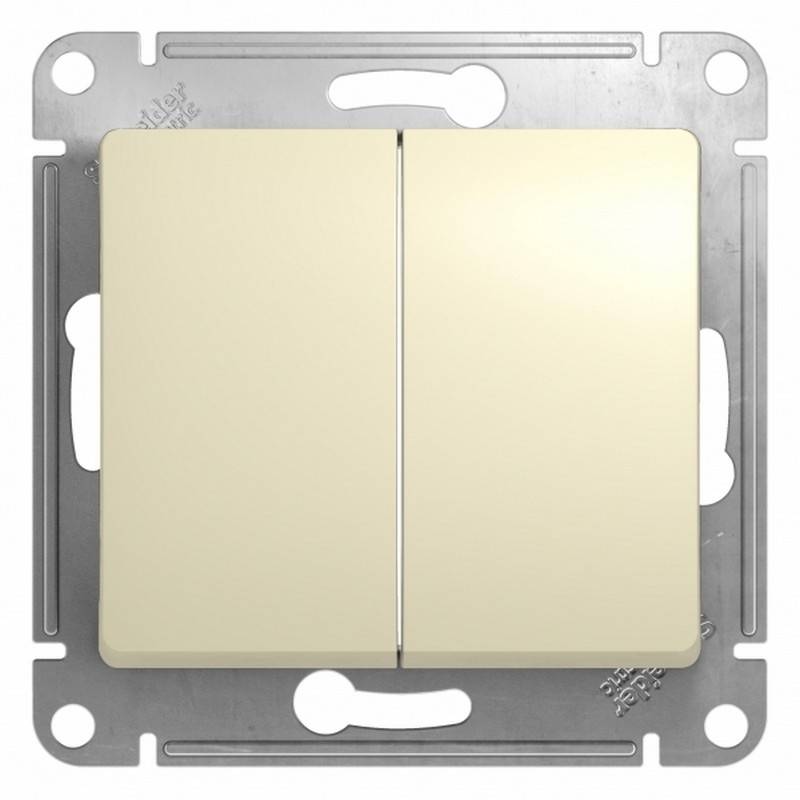 Выключатель Systeme Electric Glossa Бежевый 2-клавишный, сх.5 GSL000251