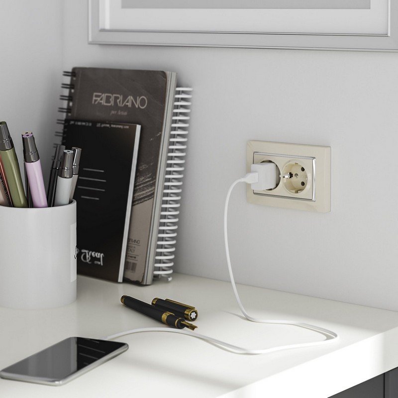 Werkel Слоновая кость механизмы Розетка двойная с заземлением Werkel W1172003 слоновая кость IP20