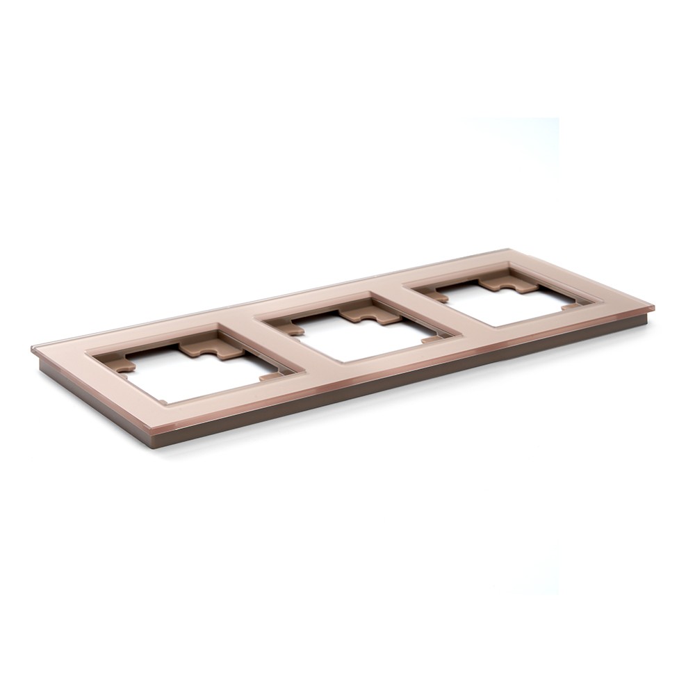 Катрин - Розетки и выключатели Stekker Рамка 3-местная стекло STEKKER GFR00-7003-02 серия Катрин шампань 39529