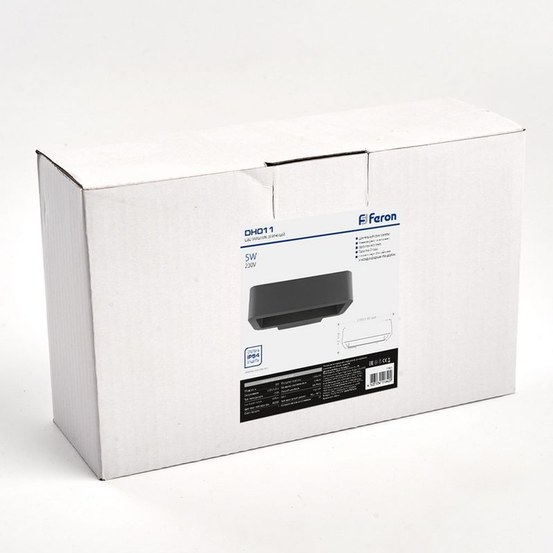 Уличные настенные светильники Светильник уличный светодиодный Feron DH011 5W 350Lm 4000K черный 11865 