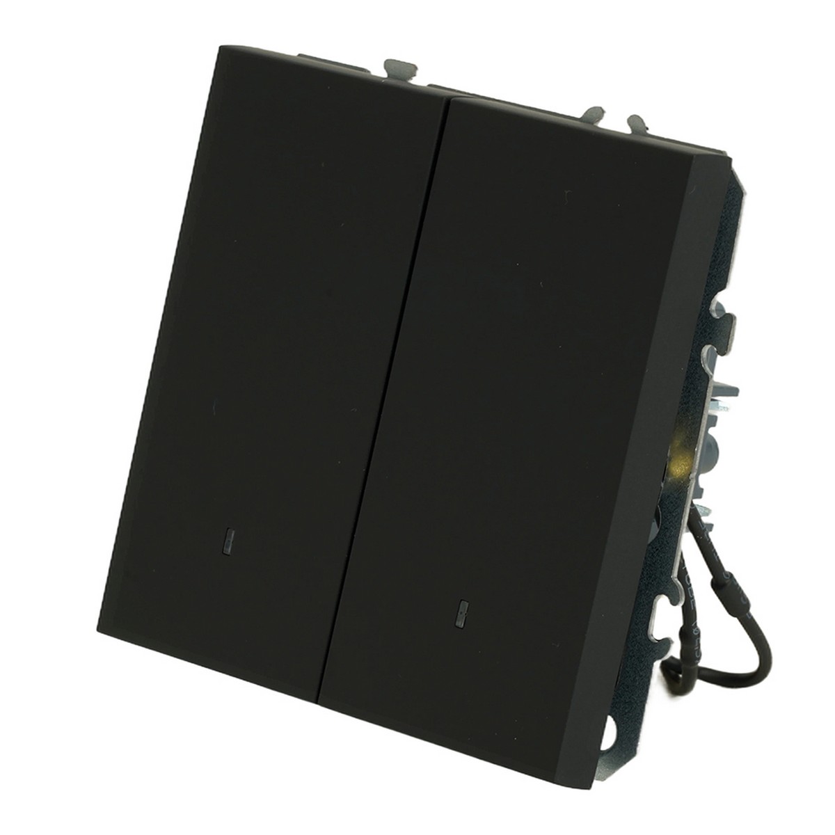 Эмили - Розетки и выключатели Stekker Выключатель 2-клавишный c индикатором STEKKER Эмили RSW10-5102-05 черный уголь soft touch 49838