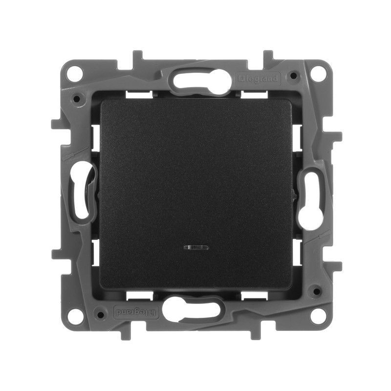 Legrand Etika Антрацит Выключатель Legrand Etika антрацит 1-клавишный с подсветкой/индикацией, авт.клеммы, 10 AX, 250 В 672