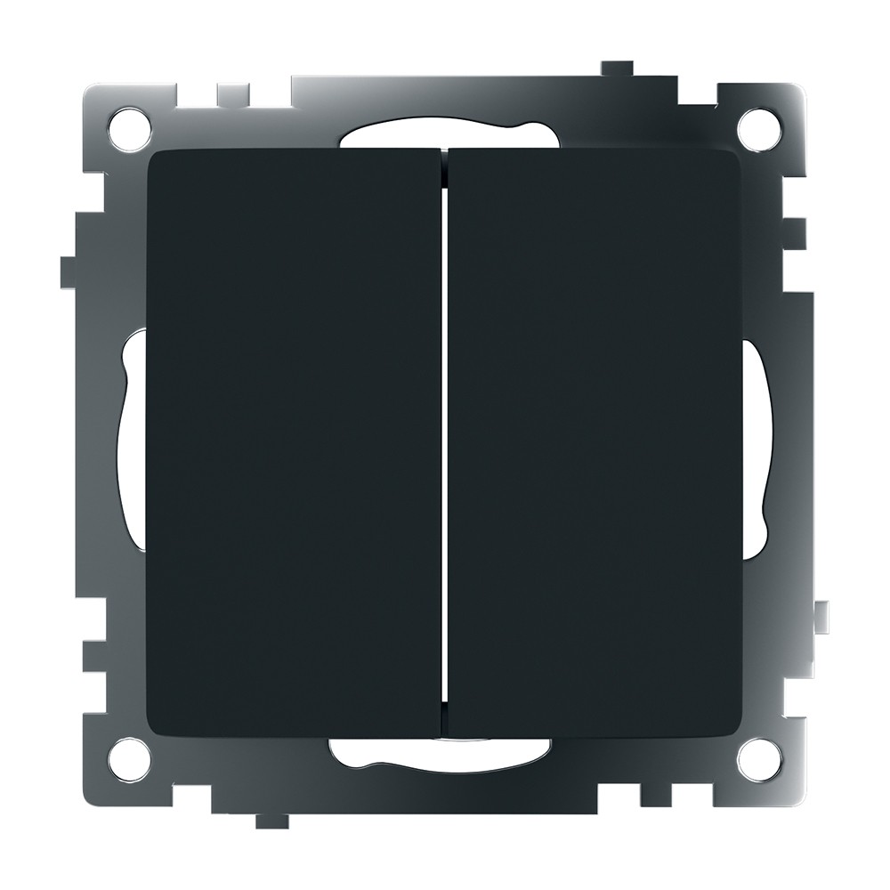 Катрин - Розетки и выключатели Stekker Выключатель 2-клавишный STEKKER GLS10-7104-05 250V 10А Катрин черный 39606