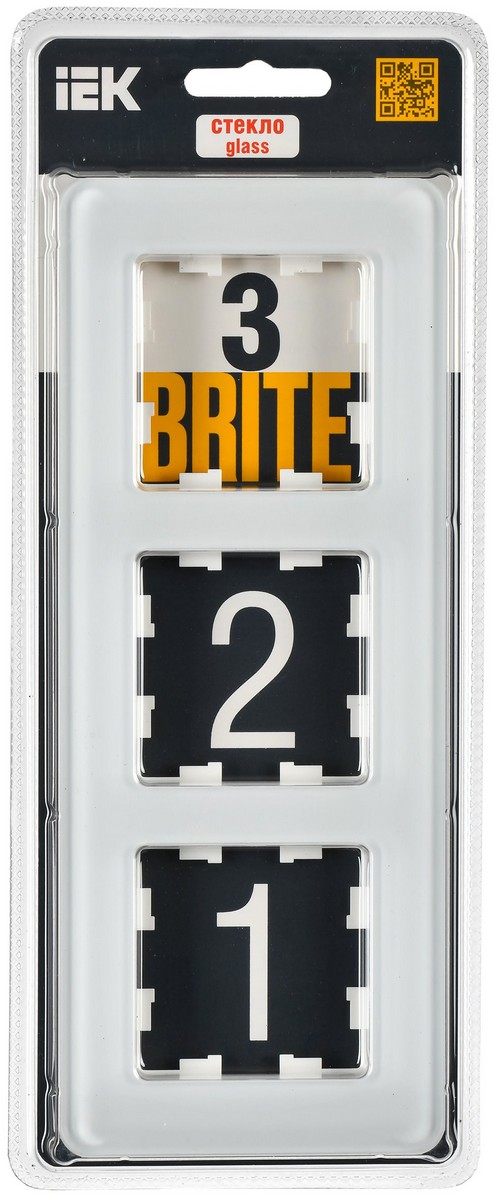 IEK Brite Рамки Рамка IEK BRITE DECOR Белый матовый стекло скругл.угол 3-м РУ-3-2-Бр RE BR-M32-G-41-K01