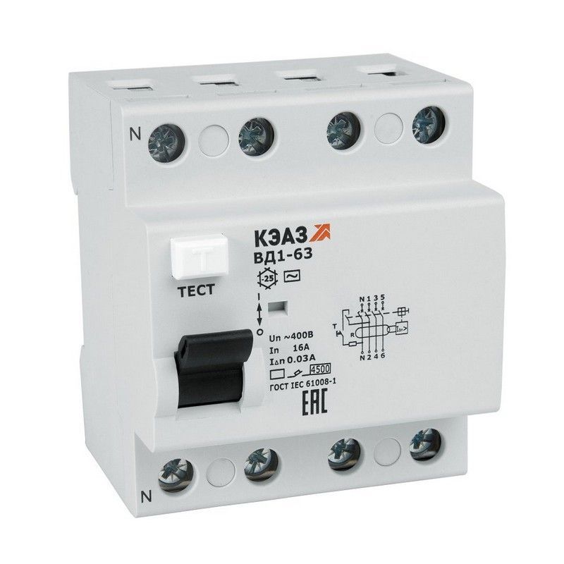 КЭАЗ УЗО КЭАЗ ВДТ ВД1-63-4450-АС-УХЛ4 (4P 50 300mA) 221962 