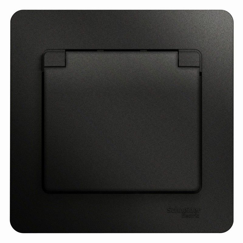 Glossa Антрацит Розетка Systeme Electric Glossa Антрацит с/з со шторками с крышкой, 16А, GSL000746