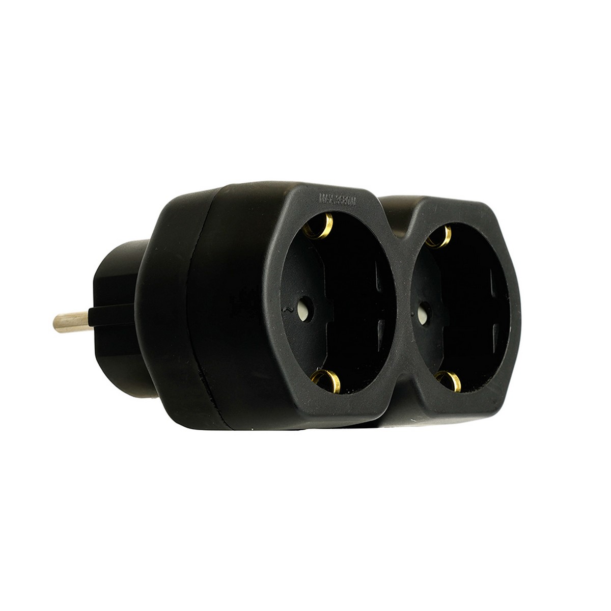 Колодки и удлинители, тройники Разветвитель сетевой 2-местный с/з STEKKER ADP16-12-21 ABS огнеустойчивый пластик черный 50107 