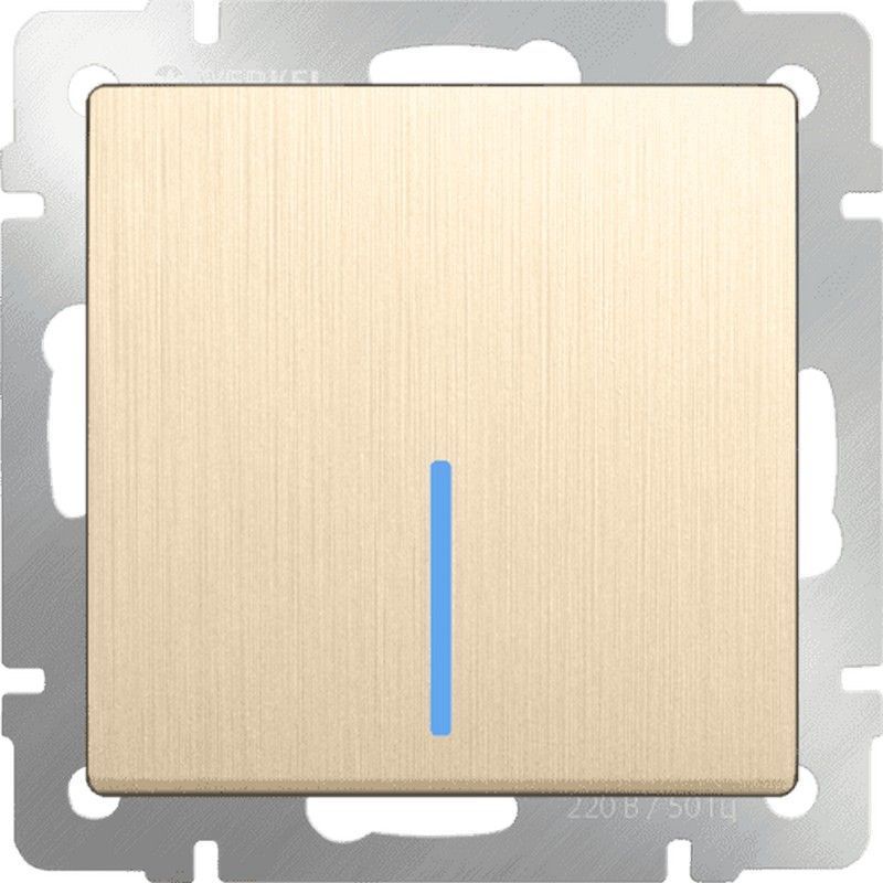 Werkel Шампань рифленный механизмы Выключатель Werkel одноклавишный  с подсветкой (шампань рифленый) W1110110