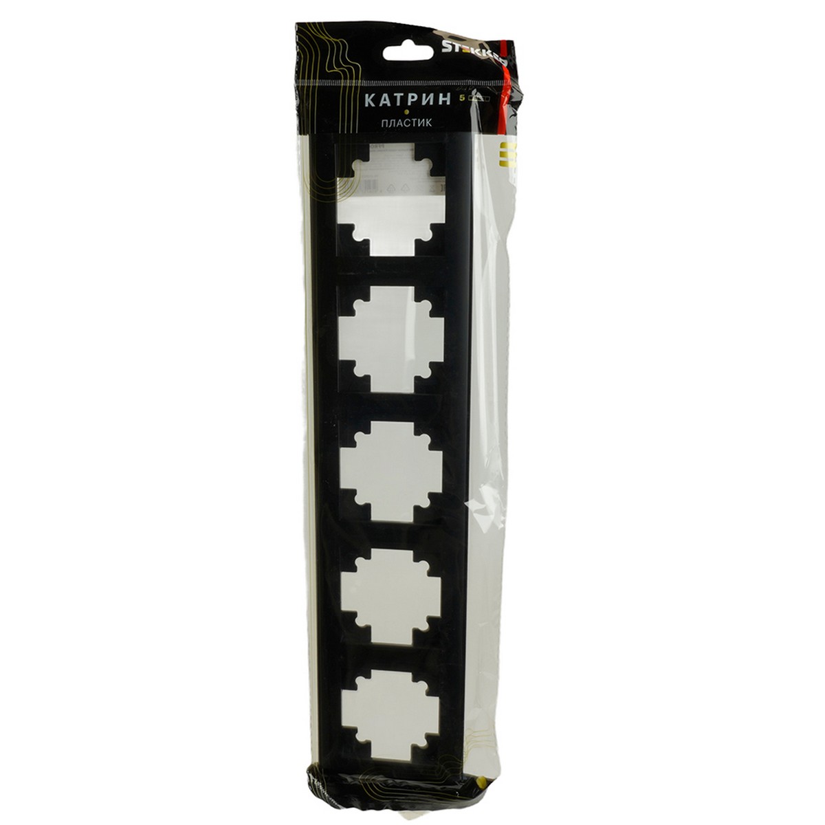 Катрин - Розетки и выключатели Stekker Рамка STEKKER 5-местная Катрин стекло черный PFR00-7005-05 39816