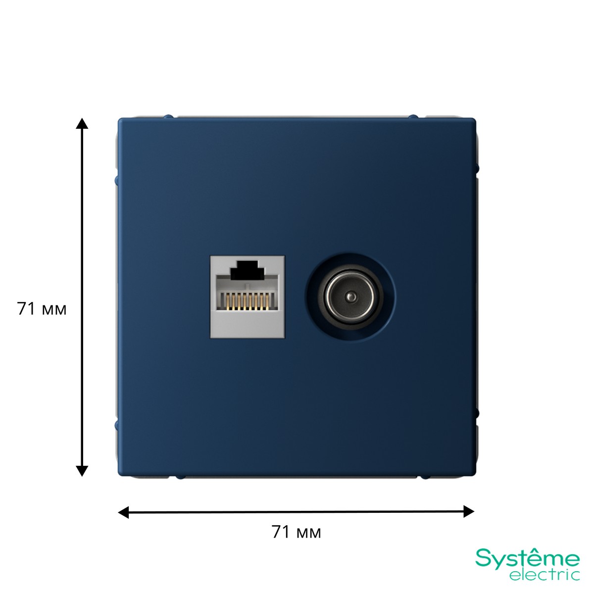 ArtGallery Аквамарин Розетка Systeme Electric ArtGallery Аквамарин двойная ТВ + компьютерная RJ45 кат. 5Е GAL001189