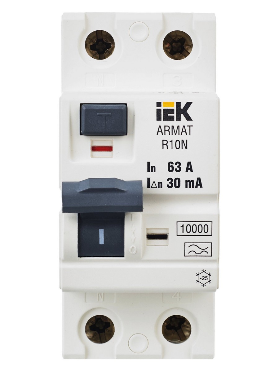 IEK ВДТ УЗО IEK ARMAT R10N 2P 63А 30мА тип A AR-R10N-2-063A030 