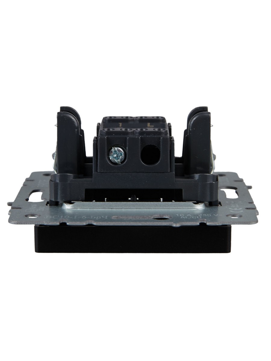 IEK Brite Черный Выключатель IEK BRITE 1-клавишный проходной 10А ВС10-1-6-БрЧ черный BR-V12-0-10-K02