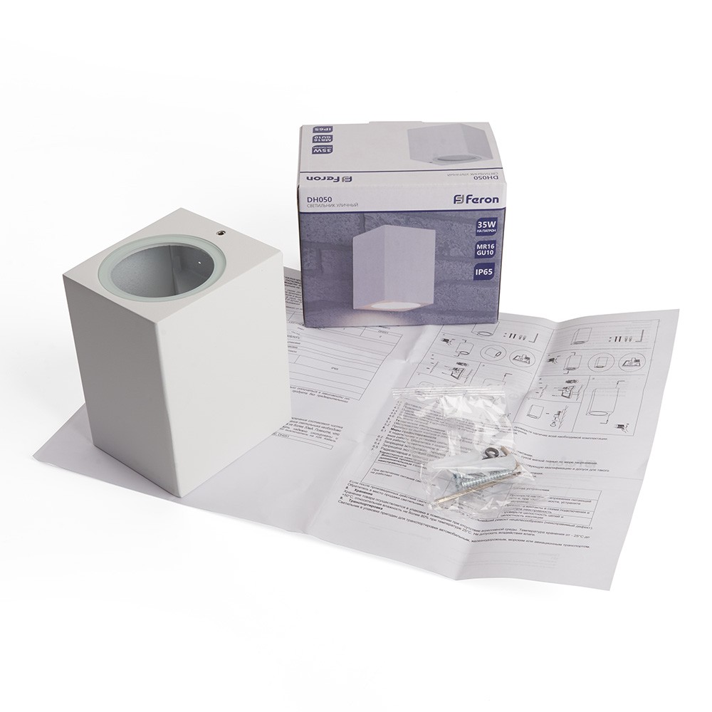 Уличные настенные светильники Светильник садово-парковый Feron DH050 на стену GU10 230V белый 48326 