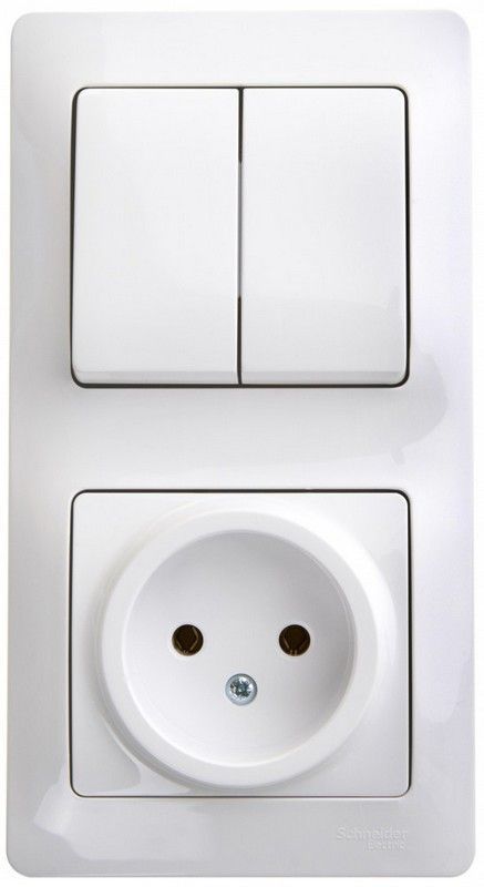 Glossa Белый Блок:Glossa Белый розетка и 2-кл. выключатель GSL000172