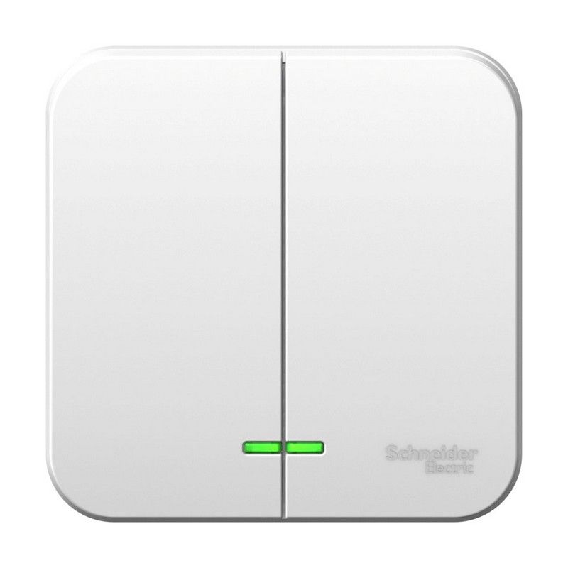 Blanca белые розетки и выключатели Выключатель SE Blanca 2-клавишный Белый наружный с подсветкой BLNVA105101