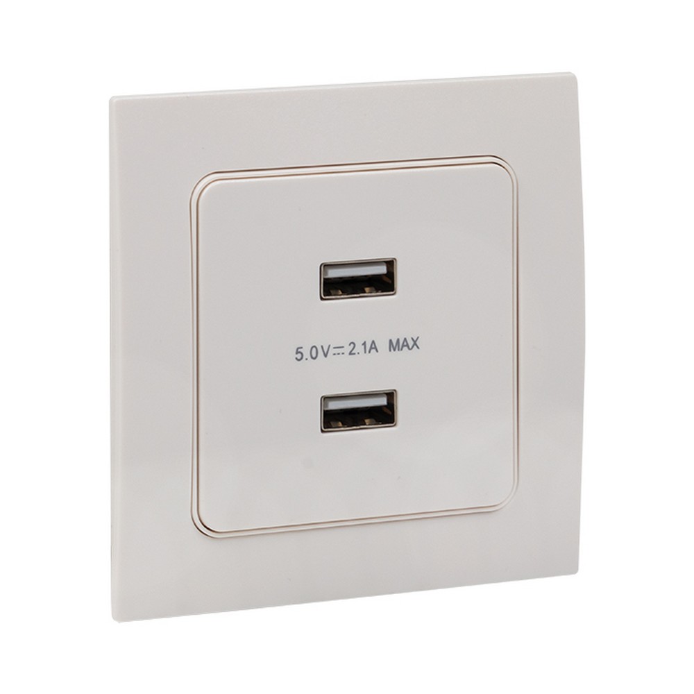 EKF Стокгольм белый Розетка USB EKF PROxima Стокгольм Белый 2-ая 21А  EYR16-028-10-2USB