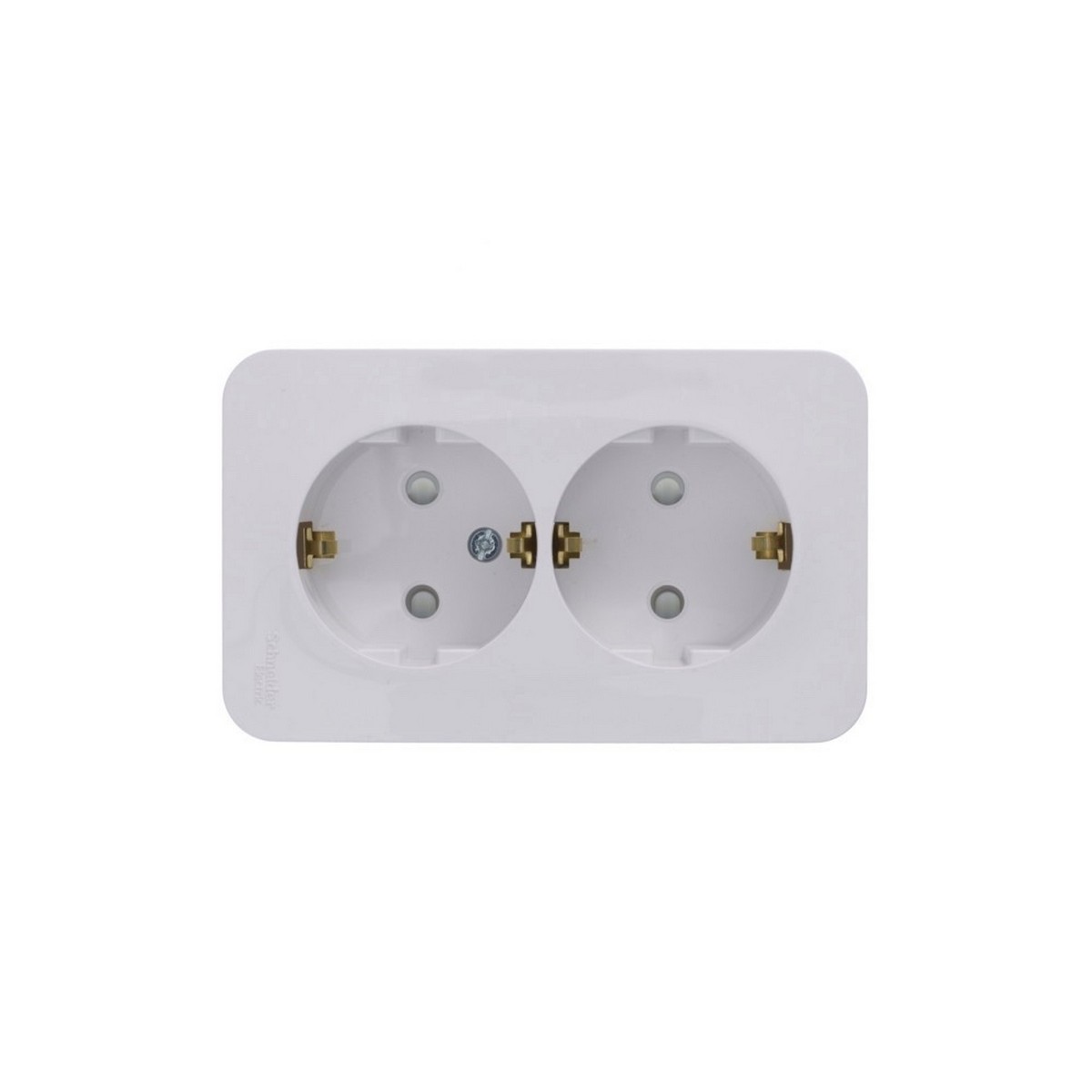 Blanca белые розетки и выключатели Розетка SE Blanca 2-ая Белый наружный с/з со шторками изолир. пластина BLNRA011211