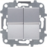 Механизмы ABB Zenit Серебро Выключатель двухклавишный 16А ABB ZENIT (серебристый)
