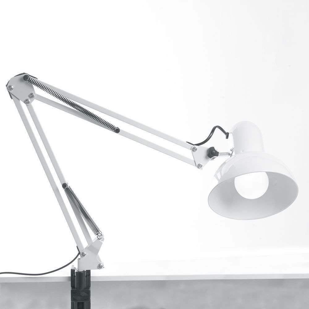 Настольные лампы Настольная лампа Feron DE1430 60W 230V под лампу E27 на струбцине белый 24232 