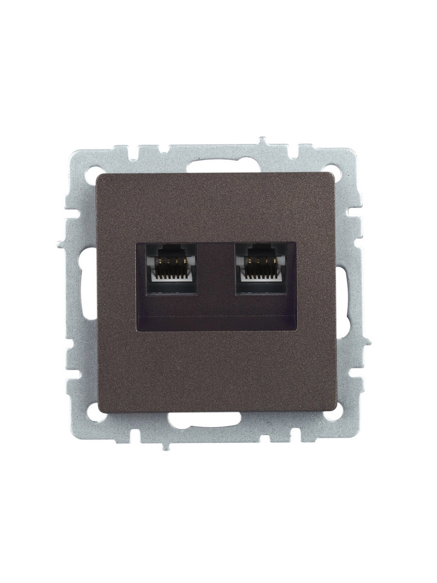 IEK Brite Бронза Розетка IEK BRITE компьютерная двойная RJ45 кат.5E РК10-2-БрТБ темная бронза BR-K20-1-K45