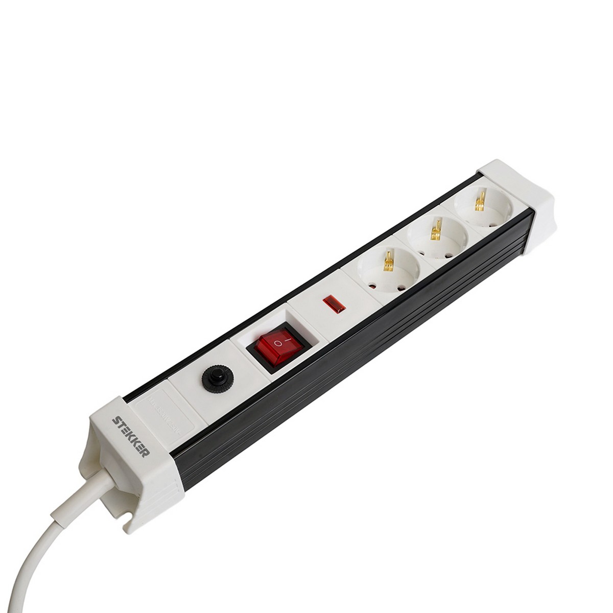 Колодки и удлинители, тройники Сетевой фильтр 3-местный с/з STEKKER HM22-31-02 1,8 м Techno белый 50144 