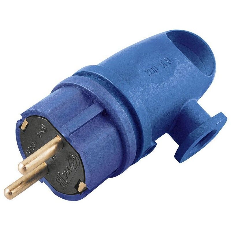 Вилка угловая с/з STEKKER RPG16-21-442 (В 16-002) каучук 250В 16A IP44 синий 39254