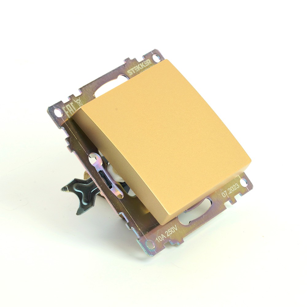 Катрин - Розетки и выключатели Stekker Выключатель 1-клавишный STEKKER GLS10-7103-08 250V 10А Катрин золото 49213