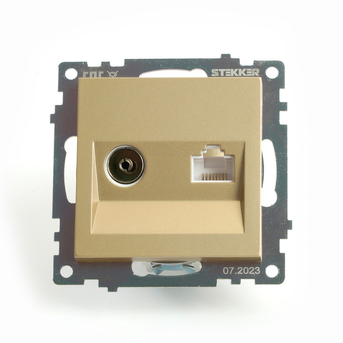 Катрин - Розетки и выключатели Stekker Розетка TV + компьютерная RJ-45 STEKKER GLS00-7106-08 Катрин золото 49230