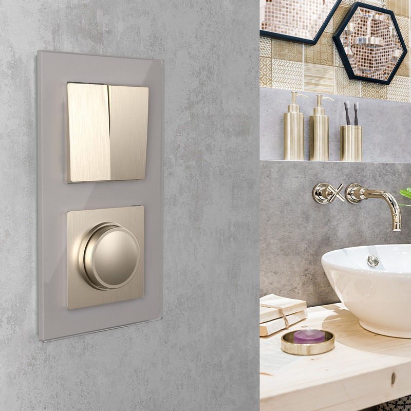 Werkel Шампань рифленный механизмы Выключатель Werkel двухклавишный   (шампань рифленый) W1120010