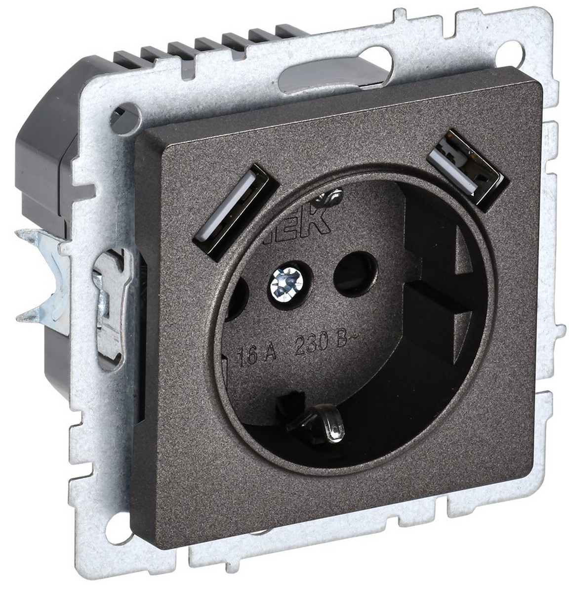 IEK Brite Бронза Розетка IEK BRITE с с/з и шторками 16А с USB A+A 3,1А РЮш10-2-БрТБ бронза BR-R14-16-U21-D31-K45
