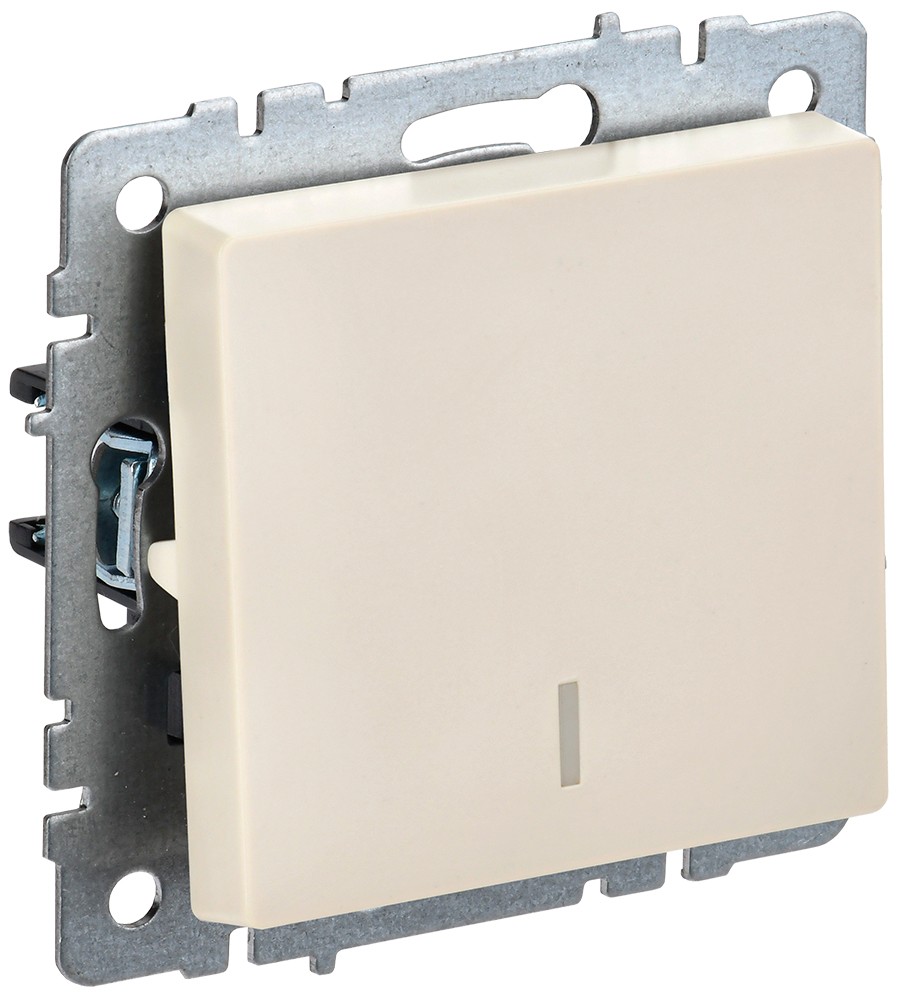 IEK Brite Бежевый Выключатель IEK BRITE 1-клавишный с индикацией 10А ВС10-1-1-БрКр бежевый BR-V10-1-10-K10