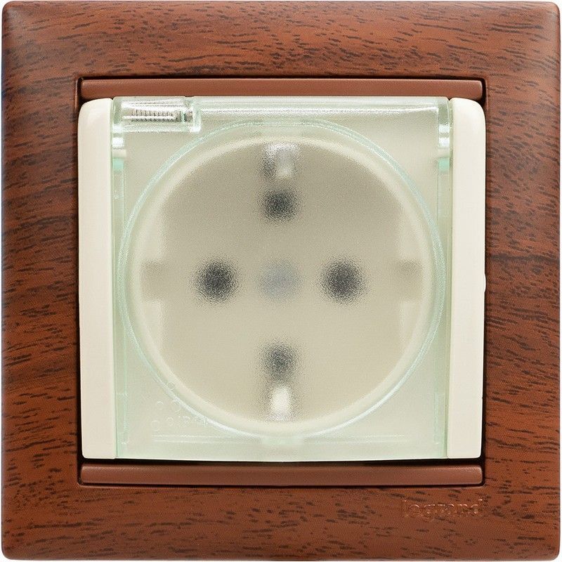 Legrand Valena Classic Кремовый Розетка Legrand Valena Крем 1-ая с/з с крышкой и защитными шторками IP 44 (к простой рамке) 774120