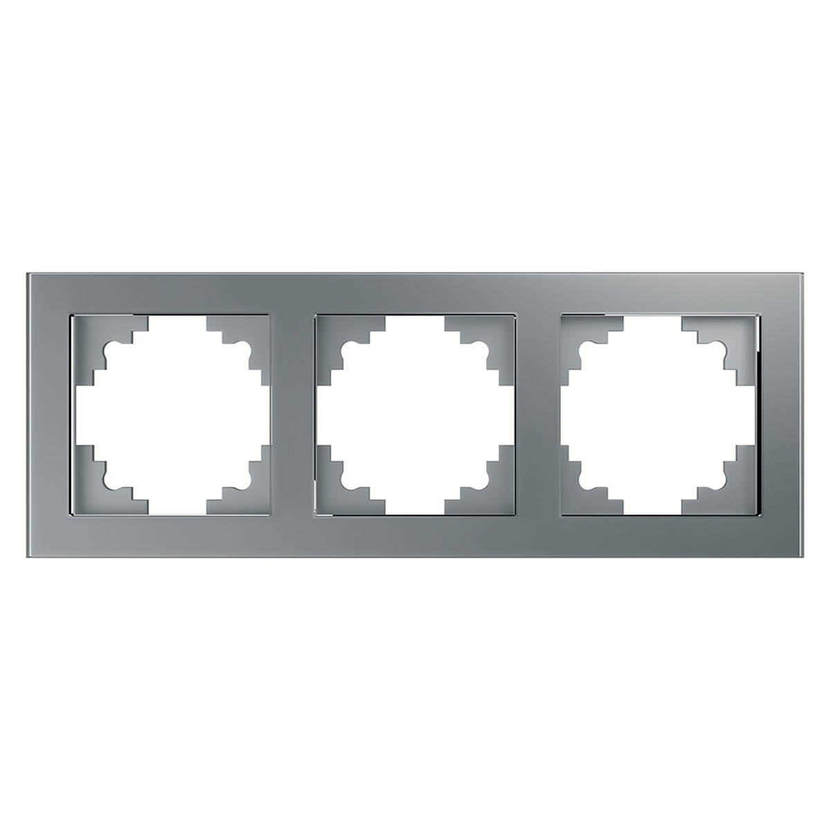 Катрин - Розетки и выключатели Stekker Рамка 3-местная стекло STEKKER GFR00-7003-03 серия Катрин серебро 39533