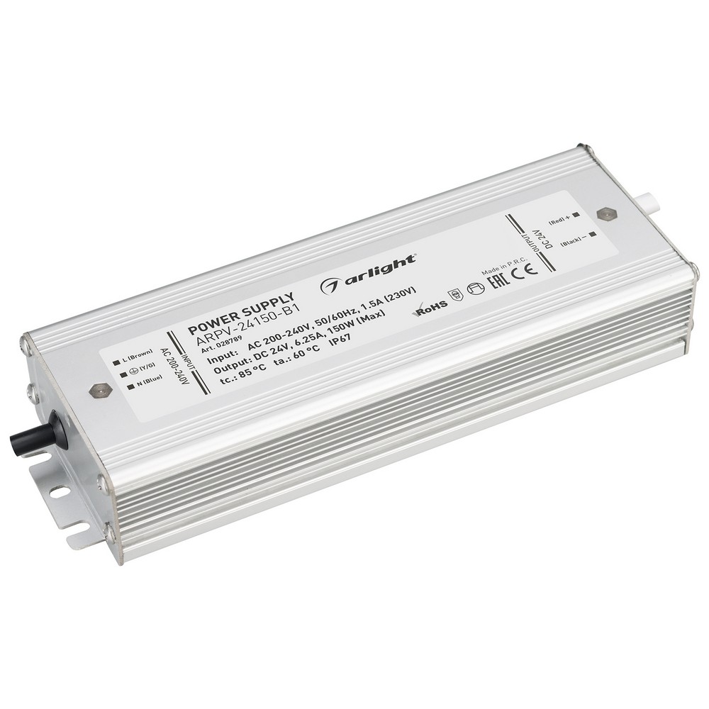 Блоки питания для светодиодной ленты Блок питания Arlight ARPV-24150-B1 (24V, 6,3A, 150W) (IP67 Металл, 3 года) 028789 