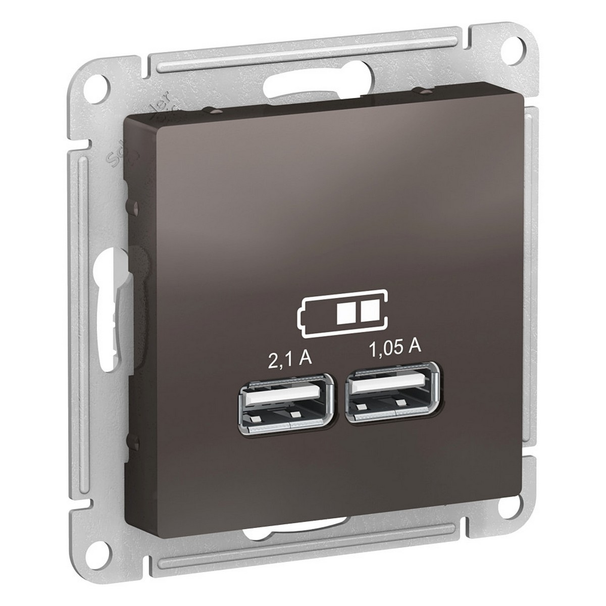 AtlasDesign Мокко Розетка USB, Systeme Electric AtlasDesign Мокко 5В, 1 порт x 2,1 А, 2 порта х 1,05 А, ATN000633