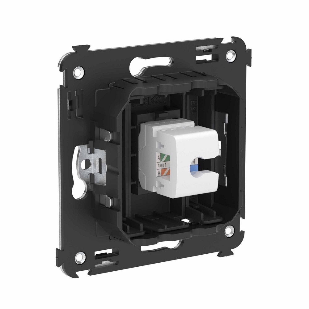 DKC Avanti механизмы Черный матовый Телефонная розетка DKC Avanti RJ-12 без шторки в стену одинарная "Черный матовый" 4412613