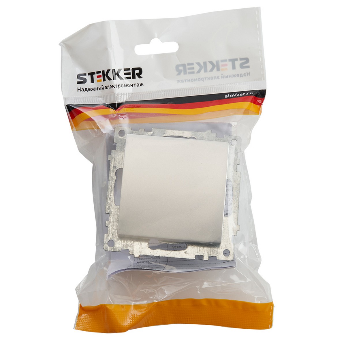 Катрин - Розетки и выключатели Stekker Выключатель 1-клавишный STEKKER GLS10-7103-03 250V 10А Катрин серебро 39575