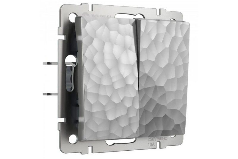 Werkel Серебряный Hammer механизмы Выключатель Werkel двухклавишный проходной (hammer серебряный) W1222006